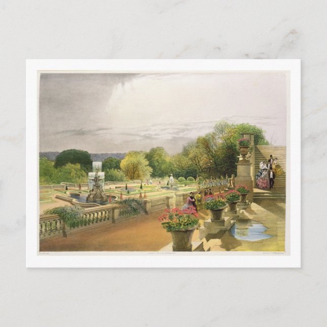 Cartão Postal O Parterre, Harewood House perto de Leeds, pub. (Frente)