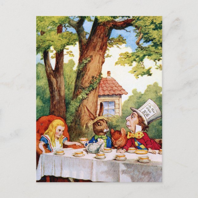 Cartão Postal O Partido do Chá do Mad Hatter em Wonderland (Frente)