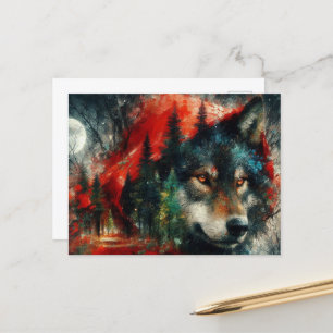 Cartão Postal O pequeno vermelho é o lobo