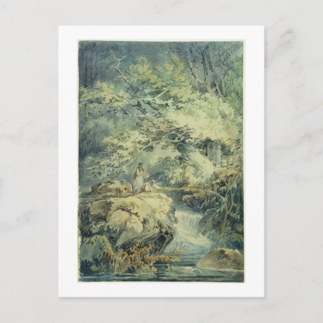 Cartão Postal O pescador, 1794 (w/c sobre a grafite no papel) (Frente)