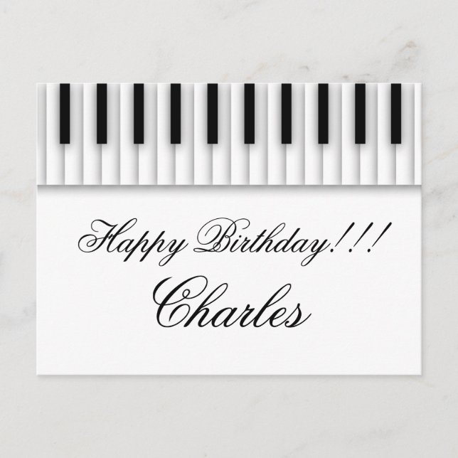 Cartão Postal O piano da música fecha o branco preto (Frente)