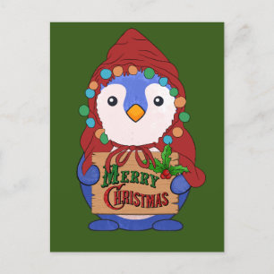 Cartão Postal O pinguim bonitinho deseja o feliz Natal Throw