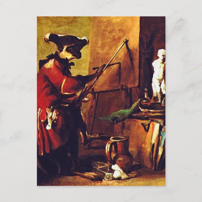 Cartão Postal O Pintor Macaco (Frente)