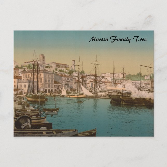 Cartão Postal O porto de Cannes, França (Frente)