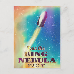 Cartão Postal O poster de viagens Espacial Nebula (Messier 57).