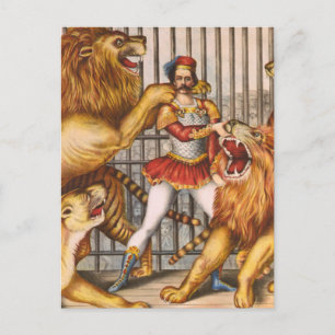 Cartão Postal O Poster do Circo do Lion Tamer Vintage