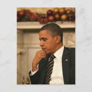 Cartão Postal O presidente Barack Obama reflete enquanto se reún