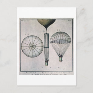 Cartão Postal O primeiro decréscimo de paraquedas de Andre-Jacqu
