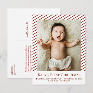 Cartão Postal O Primeiro Natal do Bebê Vermelho Foto Personaliza