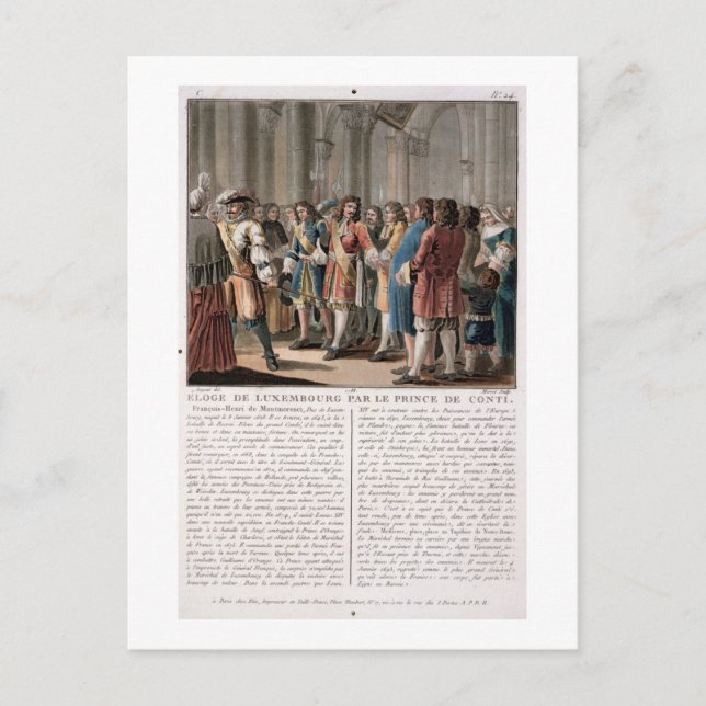 Cartão Postal O Príncipe de Conti (1664-1709) elogia o Duque (Frente)