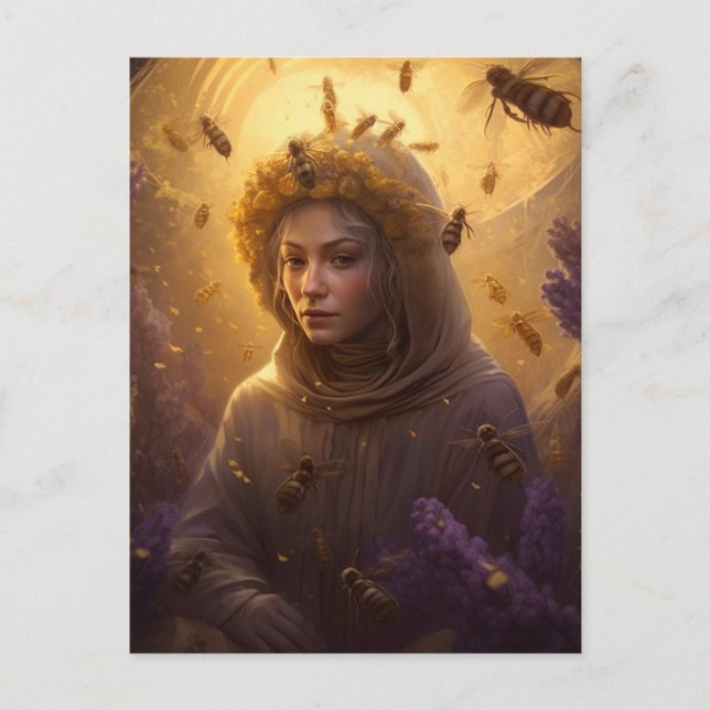Cartão Postal O protetor da loira da abelha de mel (Frente)