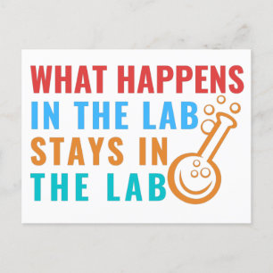 CARTÃO POSTAL O QUE ACONTECE NO LABORATÓRIO FICA NO LABORATÓRIO