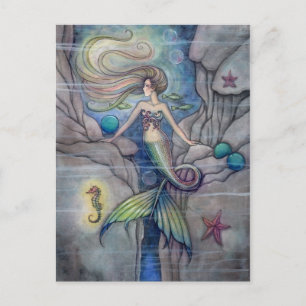 Cartão Postal O Que Jaz Abaixo do Mermaid e Cavalo-Marinho Cartã