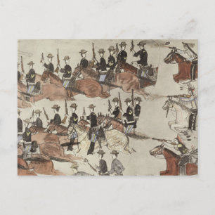 Cartão Postal O recuo do Major Marcus Reno antes do golpe indian