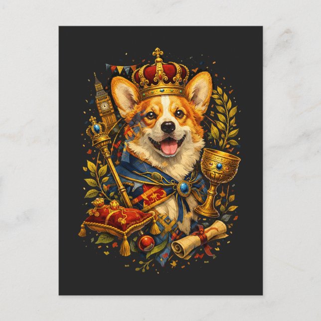 Cartão Postal O Rei Corgi (Frente)