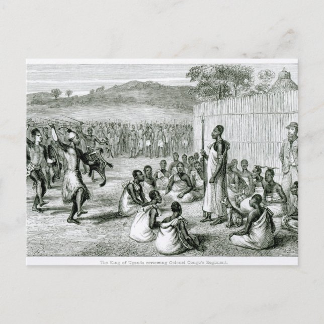 Cartão Postal O Rei de Uganda Revisando o Coronel (Frente)