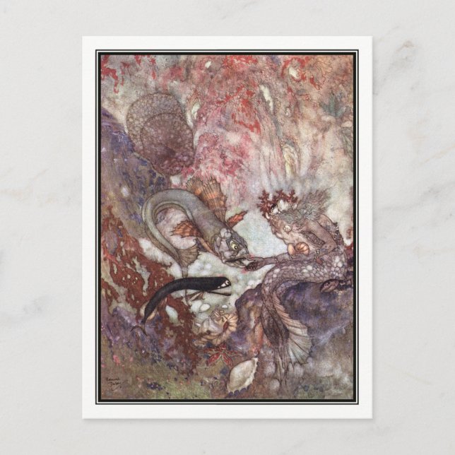 Cartão Postal O rei do Merman por Edmund Dulac (Frente)