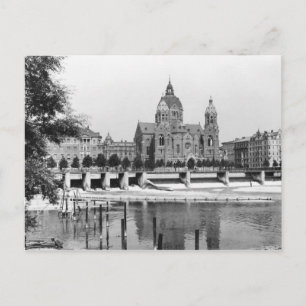 Cartão Postal O rio Isar em Munique, 1910