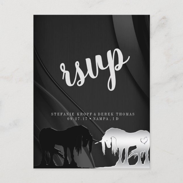 Cartão Postal O RSVP do Unicórnio Místico (espiral negra) (Frente)