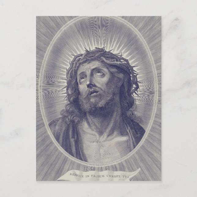 Cartão Postal O Santo Rosto De Jesus Com Coroa De Espinhos Arte (Frente)