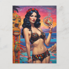 Cartão Postal O Sonho de praia do Tiki - Ken Gage Art
