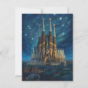 Cartão Postal O Sonho Estrelado de Gaudi Barcelona Sagrada Fam