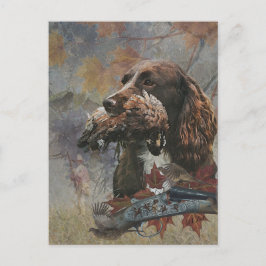 Cartão Postal O Sprocker Spaniel , arte de cão de caça