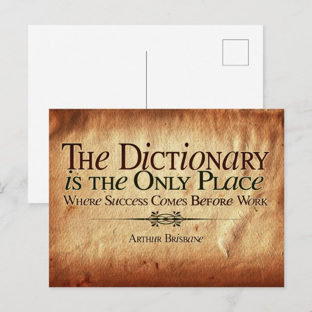 Cartão Postal O sucesso vem antes do trabalho (Frente/Verso)