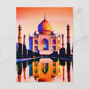 Cartão Postal O Taj Mahal Contra um Céu ao Pôr do Sol 