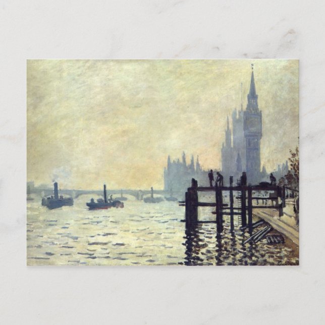 Cartão Postal O Tâmisa por baixo de Westminster - Claude Monet (Frente)