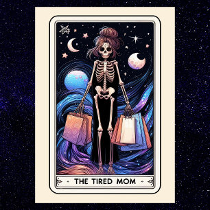 Cartão Postal O Tarot da Mãe Cansada Compras Esqueleto Divertido