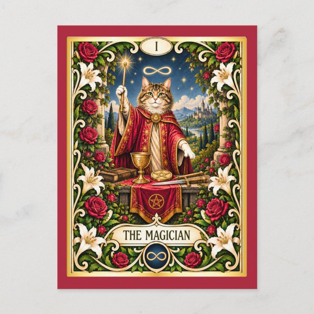 Cartão Postal O Tarot do Gato Mágico - Poder e Potencial (Frente)