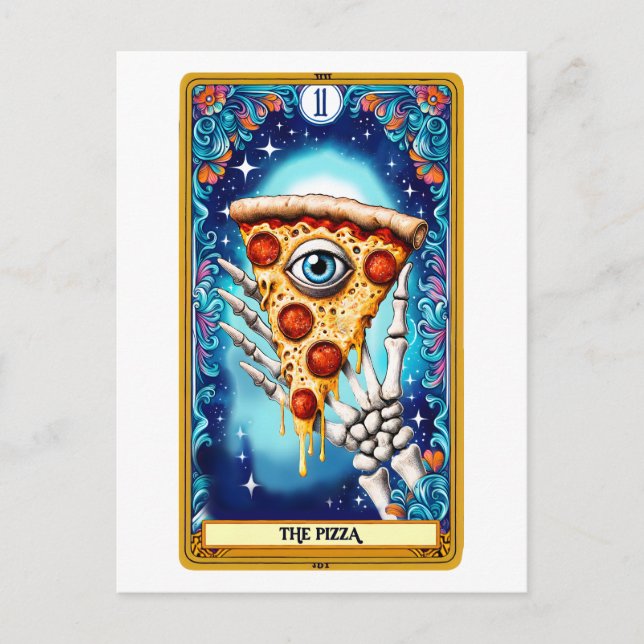 Cartão Postal O Tarot Engraçado da Pizza Caed (Frente)