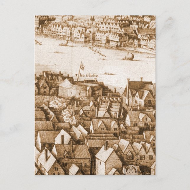 Cartão Postal O Teatro do Globo de Hollar Long View de Londres (Frente)