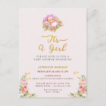 O tema da Flor rosa e Dourada é um chá de fraldas