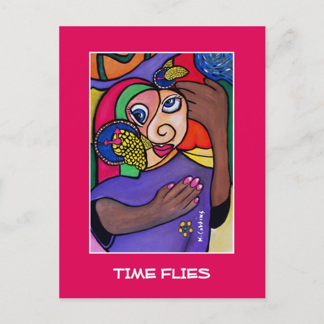 Cartão Postal O Tempo Voa A Rosa Brilhante - Pedaços De Tempo (Frente)