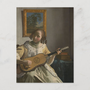 Cartão Postal O tocador de violão de Johannes Vermeer