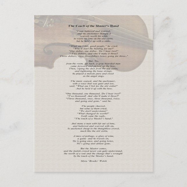 Cartão Postal O toque da mão do mestre (Frente)