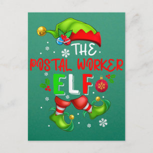 Cartão Postal O Trabalhador Postal Elf Christmas Elf Costume Lov