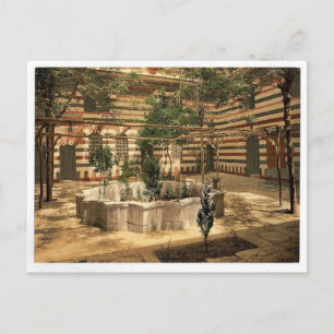 Cartão Postal O tribunal de uma casa, Damasco, Terra Santa (ou s