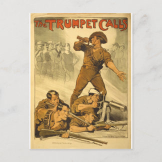 Cartão Postal O trompete chama Poster de Vintage WW1