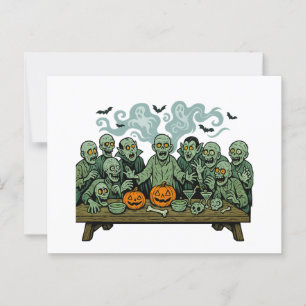 Cartão Postal O último jantar dos zumbis - Paródia do Halloween