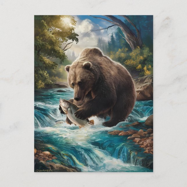 Cartão Postal O Urso Com o Peixe Dourado (Frente)