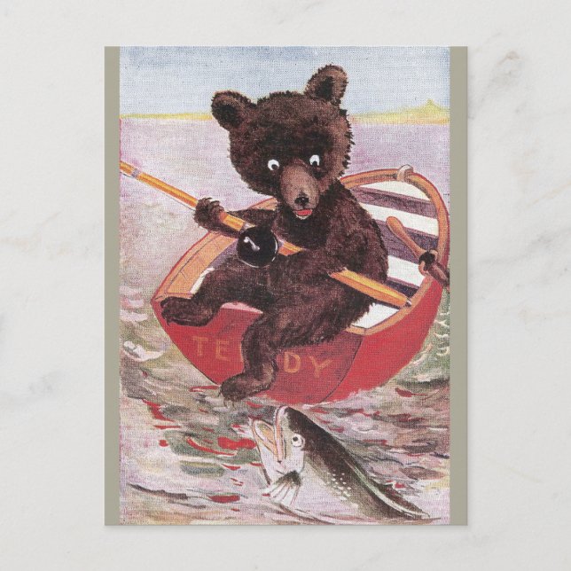 Cartão Postal O Urso De Teddy Vai Pescar (Frente)