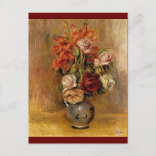 Cartão Postal O Vaso de Gladiolas e Rosas de Renoir