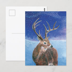 Cartão Postal O veado vermelho (Cervus elaphus) no inverno