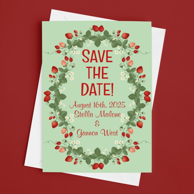 Cartão Postal O Verão Inteiro Morangos Salva-a-Data (Criador carregado)