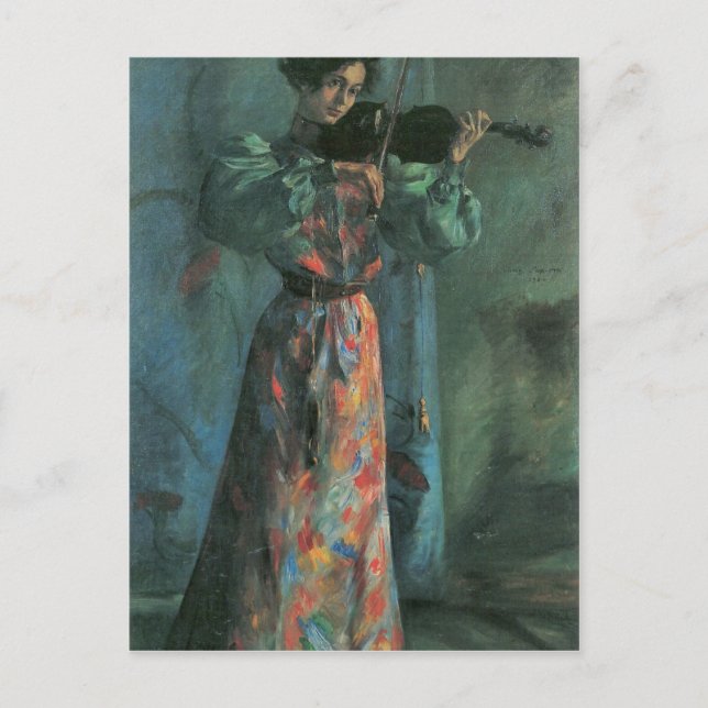 Cartão Postal O violino de Lovis Corinth (Frente)