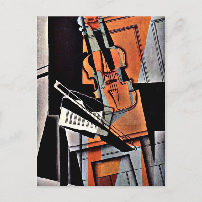 Cartão Postal O violino - pintura Abstrato de William Harnett (Frente)