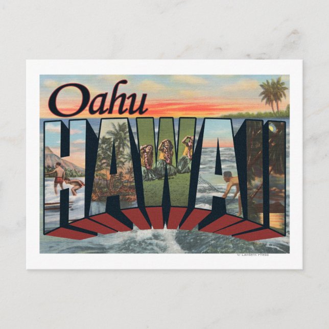Cartão Postal Oahu, HawaiiLarge - Letra ScenesOahu, HI (Frente)